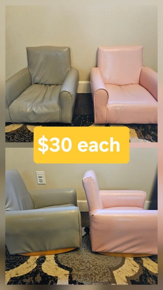 Toddler Swiveling Leather Rocking chairs 