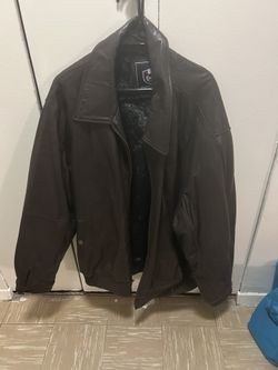 Men Phat Farm Leather Bomber Coat