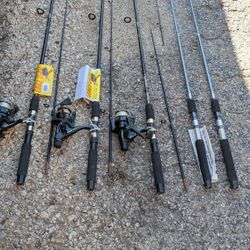 Fishing rods (3) New Eagle Claw Peregrine By Wright &amp; Mcgill Co. Model CRFBK200 6'6" Spinning Rod With ECS 35 Graphite Reel Ball Bearing Gear Rati