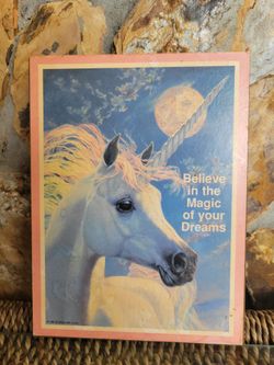 Vtg. Stapco, Inc. Wall Or Table Decor Unicorn "Believe In The Magic Of Your Dreams"