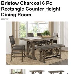 Rooms To Go Dining Room Table, 4 Chairs, & A Bench
