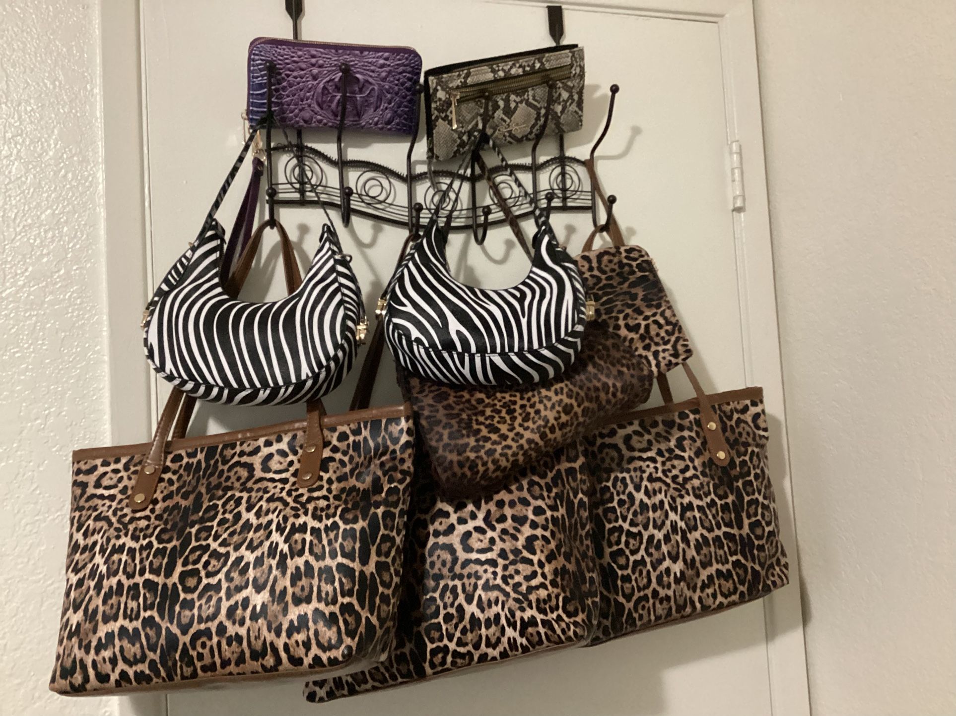 Six Brand New Animal, Print Purses, Two Wallets, And One Coin Purse.