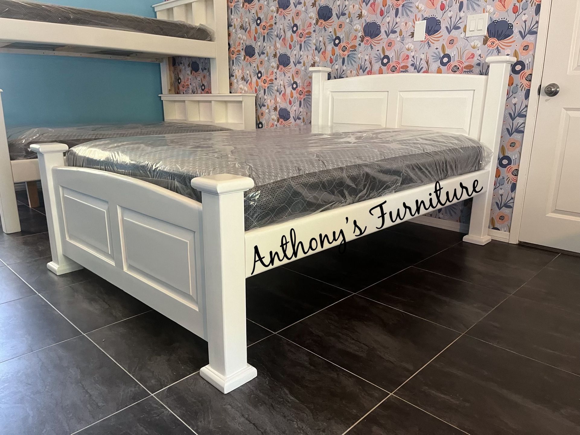 White Full Bed With Mattress