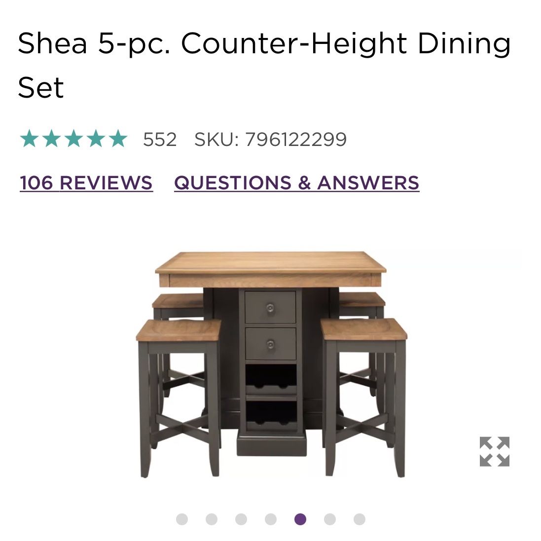 Raymour Flanigan Shea 5 pc. Counter Height Dining Set for Sale