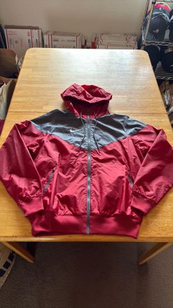 New Nike Windrunner Windbreaker Hoodie Jacket Red Gray Men’s S Small, M Medium, L Large