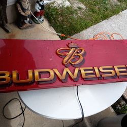 Budweiser Lighted Sign Works Damaged