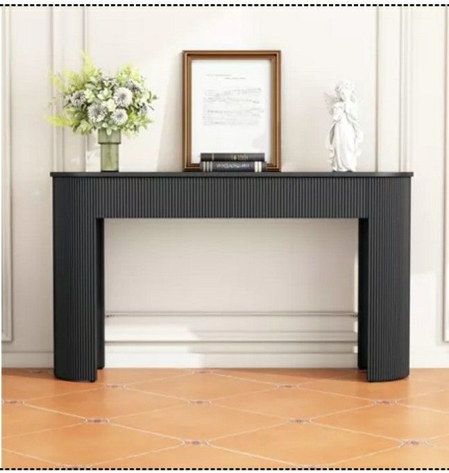Modern Console Table Oval Brown NEW