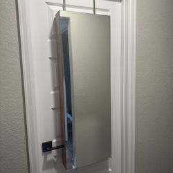 large hanging mirror jewelry and makeup organizer