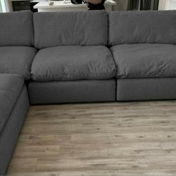 Gray Cloud Modular Sectional Couch Sofa 