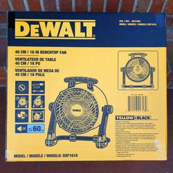 NEW DeWalt 16 inch 3 speed 360° tilting workshop benchtop freestanding or hanging industrial drum fan