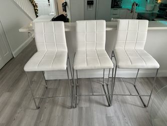 White Bar Stools - Set Of 3