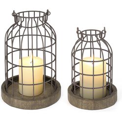 Candle Holder Cage Lanterns - Set Of 2 