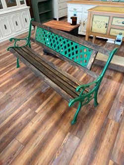 Cast Iron Garden Bench, Canyon Green