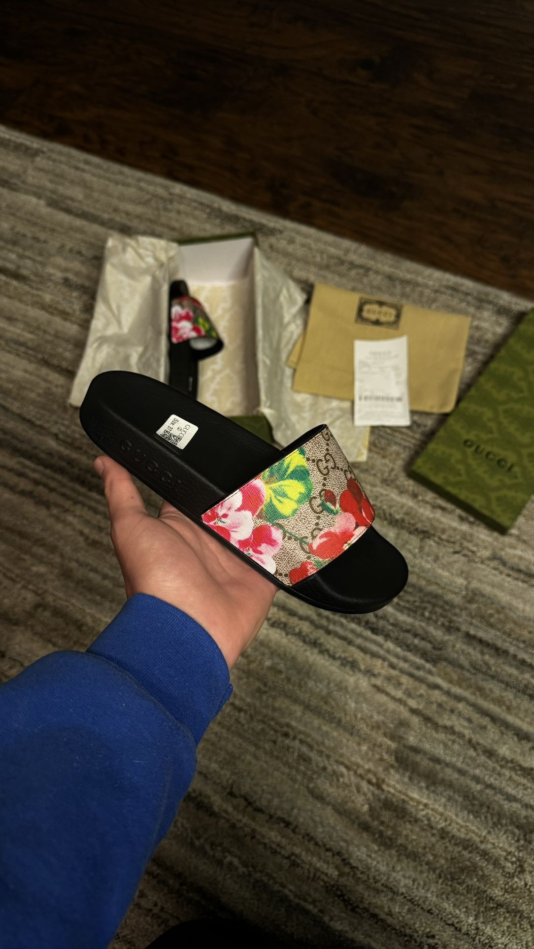 Women Gucci Slides With Flowers 