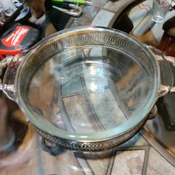 Anchor Hocking Silver Chaffing Dish 