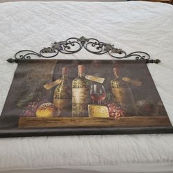 Extra Large Wall Art Tapestry Canvas  wine With Hanging frame  👀  Description And Pics