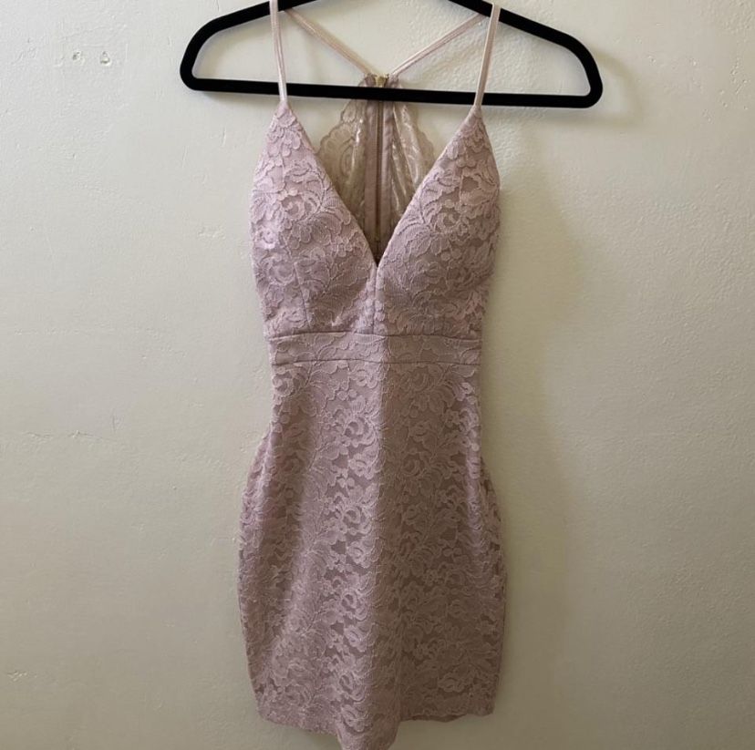 NWOT Windsor Sleeveless Cutout Back Lace Dress Mauve Light Purple Pink Dress