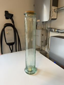 Vintage Albi Glass Spain Tall Apothecary Vase 23"H x 5" Diam (6.7 lb.)