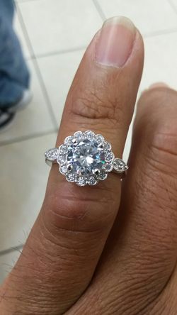 14K WHITE GOLD RING certification EGL center diamond .92 ct