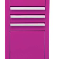 The Original Pink Box PB1804R 16-Inch 4-Drawer 18G Steel Tool/Salon Cart, with Bulk Storage, Pink