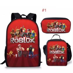 3 set cartoon Roblox Game Dreamy Children KidsCollege Backpack 3 Pieces Set 2024