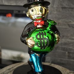 Custom Mr Monopoly Holding Money Bag Statue Sculpture