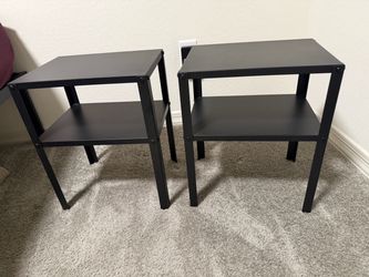 Black Metal 2-Tier Side Tables – Set of 2
