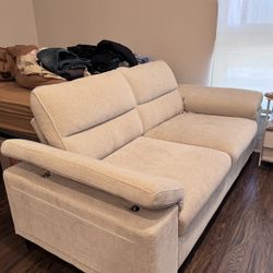 Modern Fabric Sofa / 3-Seat Couch – Light Beige