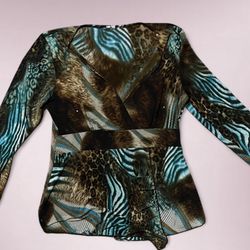 Y2K Long Sleeve Animal Print Blouse
