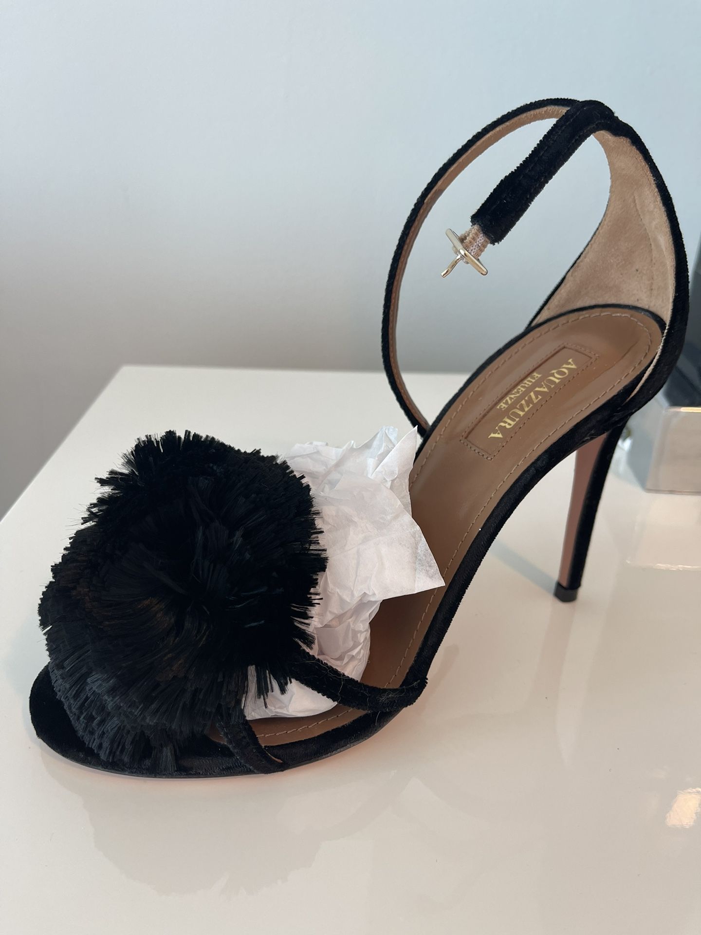 Aquazzura Black Velvet Heels