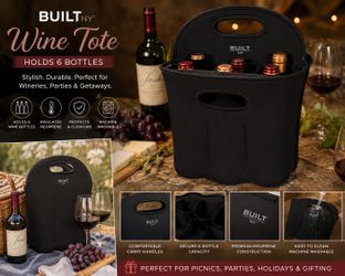 BUILT NY Neoprene 6-Bottle Wine Tote Carrier – Black Insulated Wine Bag
