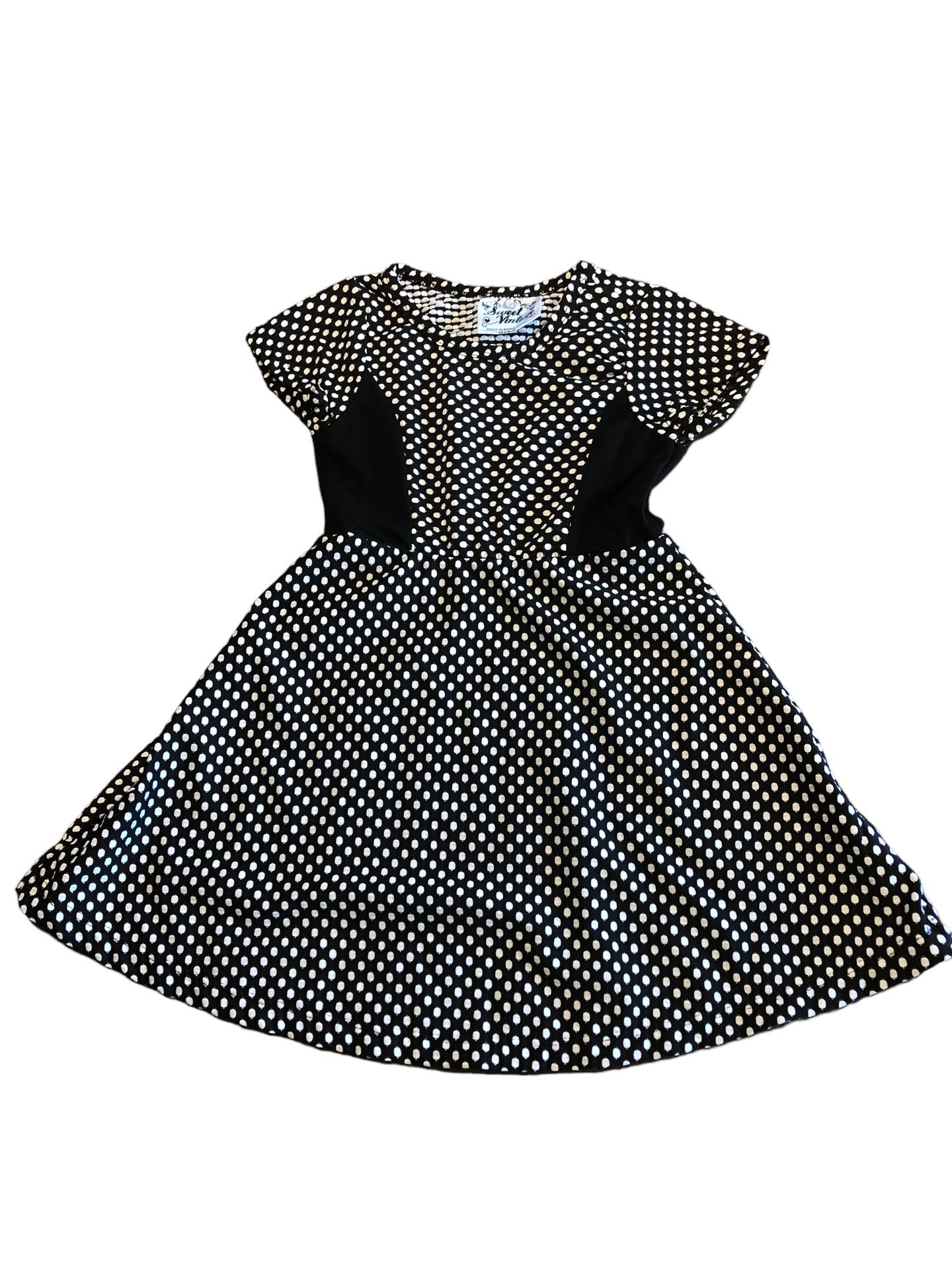 EUC 3T Boutique Black & White Polka Dot Vintage Retro Rockabilly Aline Dress