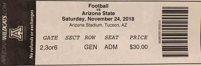 UA ASU ticket.