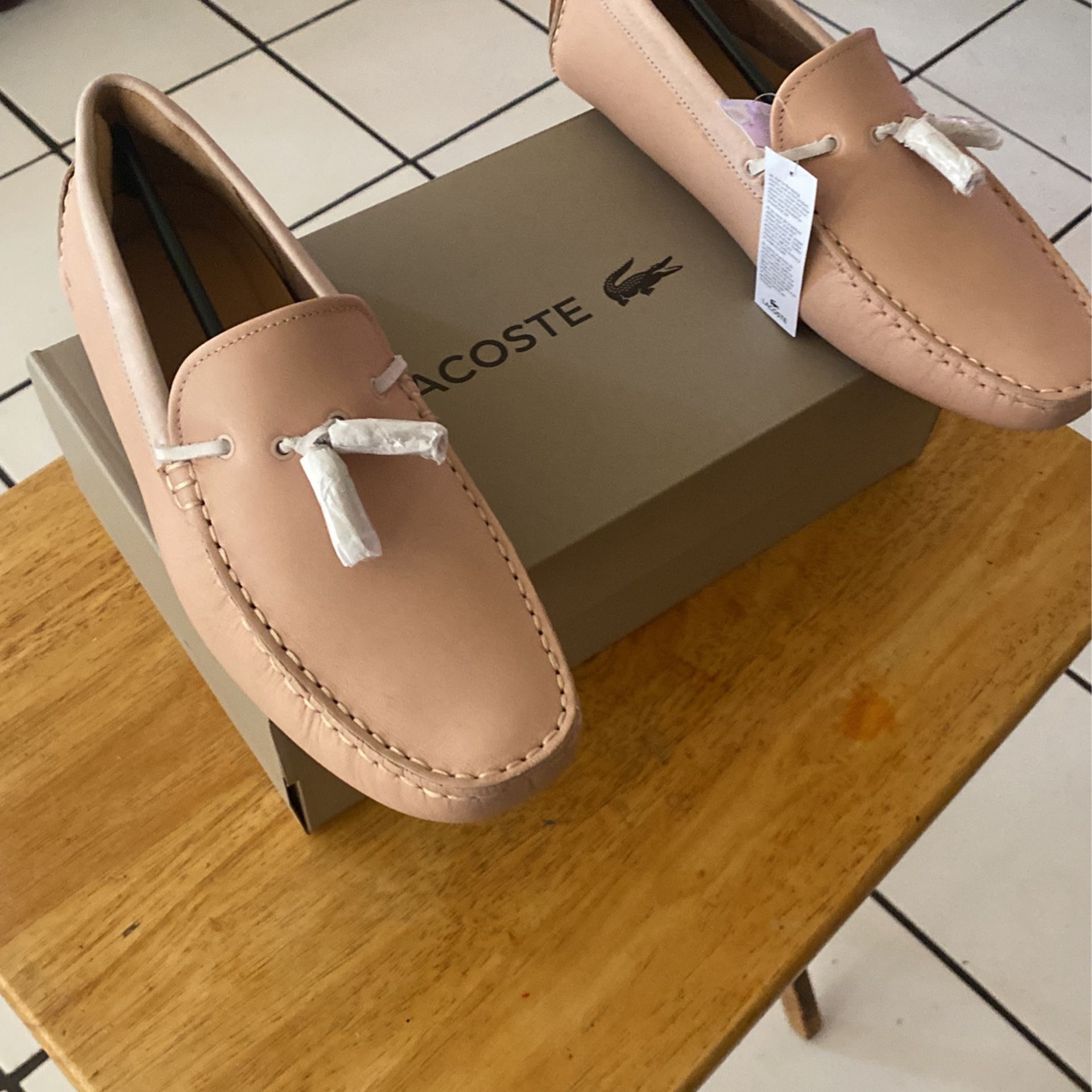 Lacoste Loafers Shoes Size 7.5 Mens Peach New Ones Whit Tag for Sale in Bell Gardens, CA - OfferUp