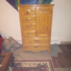 Six Door Two Shelf Cabinet Dresser White Oak