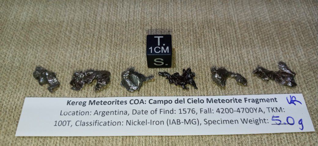 Lot of 6 Campo del Cielo (Field of Heaven) Meteorites 5.0 grams total
