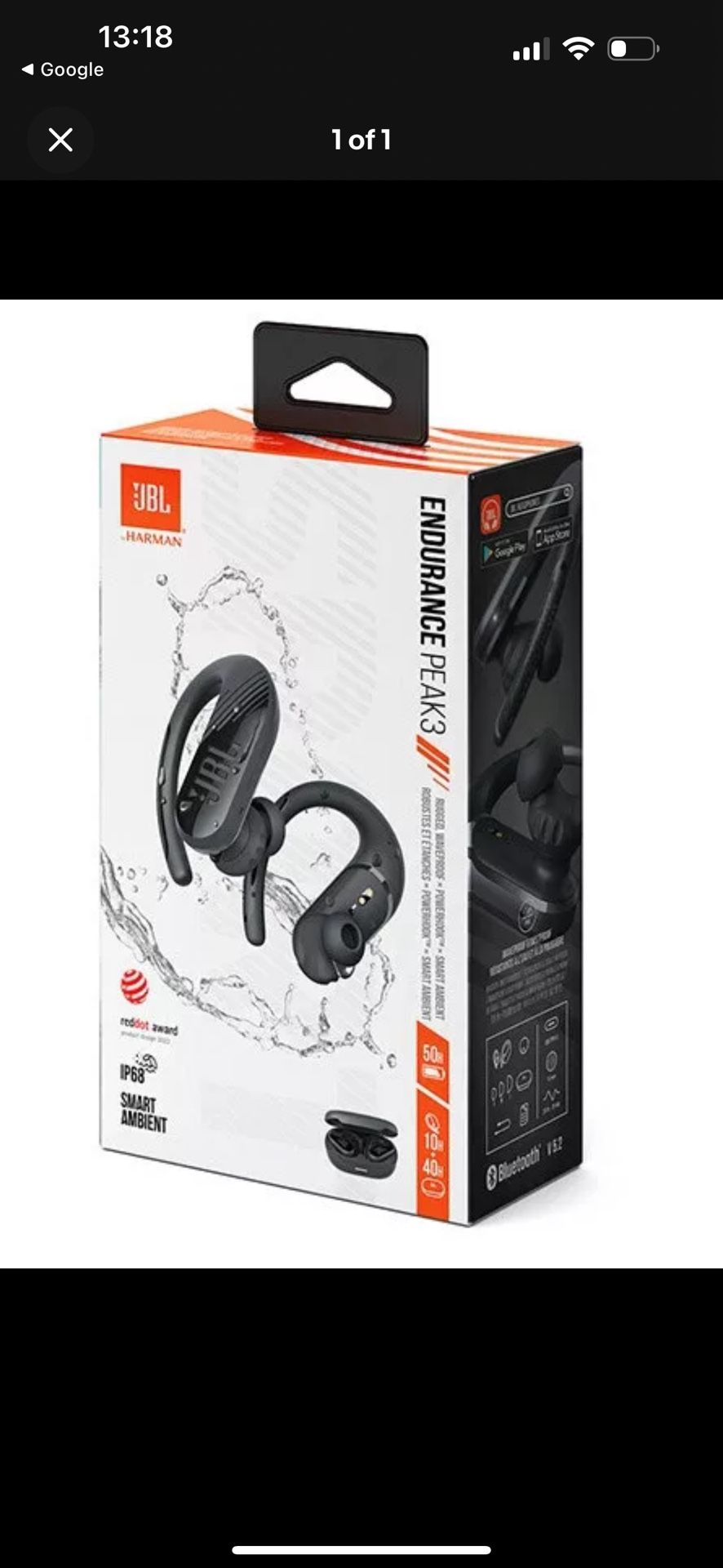 NEW JBL Endurance Peak 3 True Wireless Bluetooth In-Ear Sport Headphones (Black)