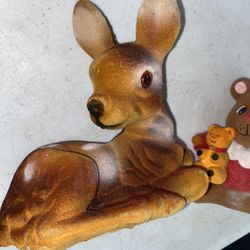 Vintage Flocked Laying Down Fawn Deer Bambi Christmas Nativity Figure Animal
