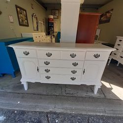 Stunning Refurbished Wide White Bassett Dresser