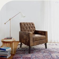 Yellowish Brown Faux Leather Accent Chairs 18.5" H