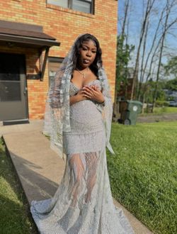 Custom Made Silver Veil and Prom Dress