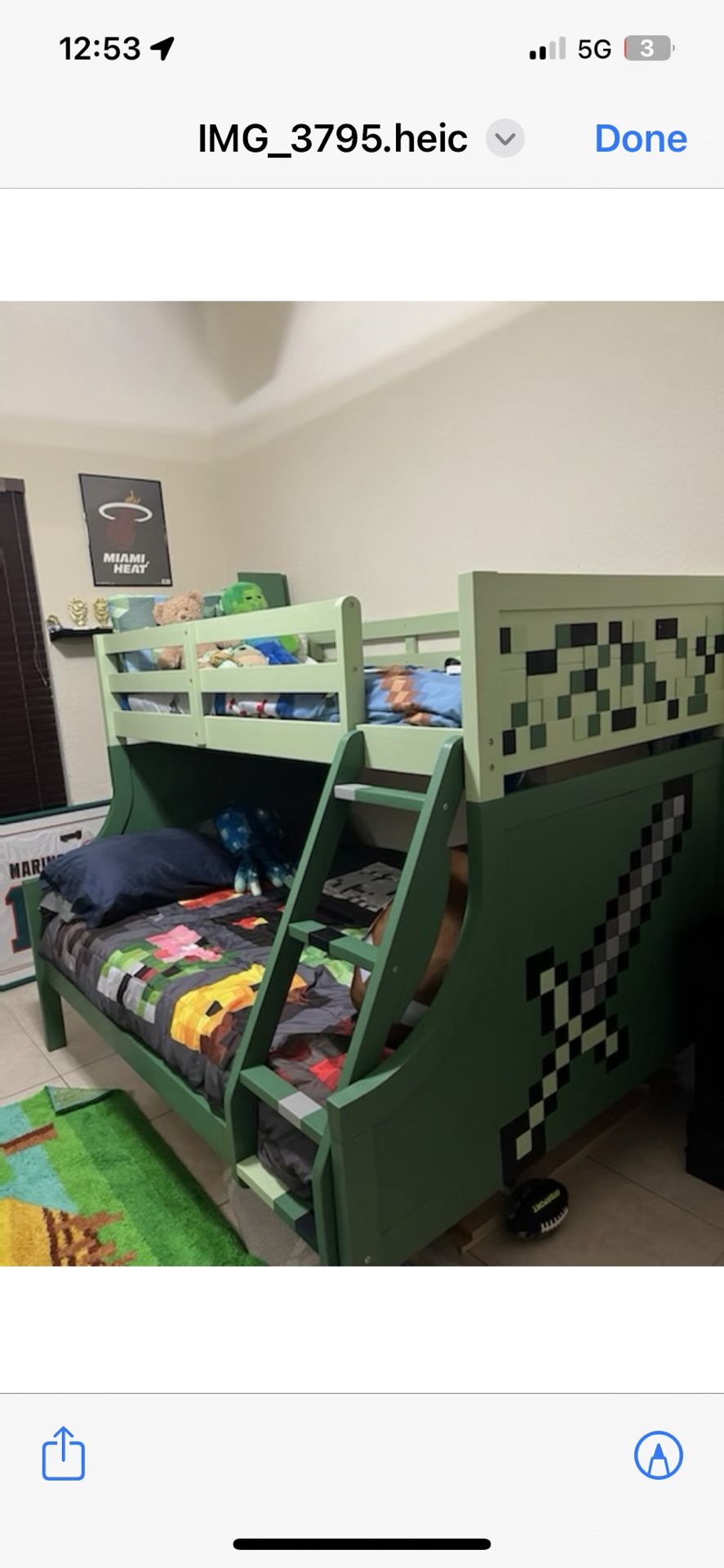 Minecraft Themed Twin Over Full Bunk Bed