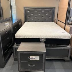 Upholstered Bedroom Set Queen or King Bed Dresser Nightstand and Mirror Chest Option Kaia