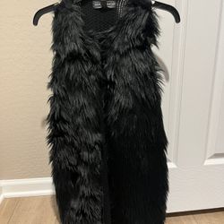 Ladies Black Faux Fur Vest