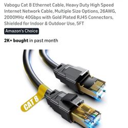 TWO PACK CAT 8 ETHERNET CABLES (AMAZON'S CHOICE!!!)