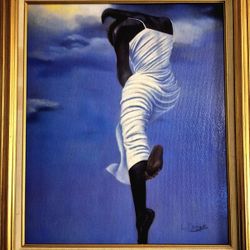 Laurie Cooper Signed Oil “Reaching Higher” 20"x24" – Elegant Figure in Motion