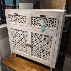 Two Drawer Two Door Carved Cabinet