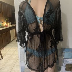 Black Sheer Cover-Up swimsuit 