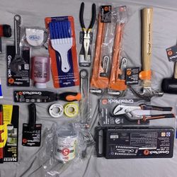 New Tool Lot – Wrenches, Socket Set, Tester, HVAC Supplies, 20+ Items