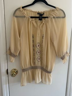 Kommotion NY Sheer Cream Blouse | Size: M
